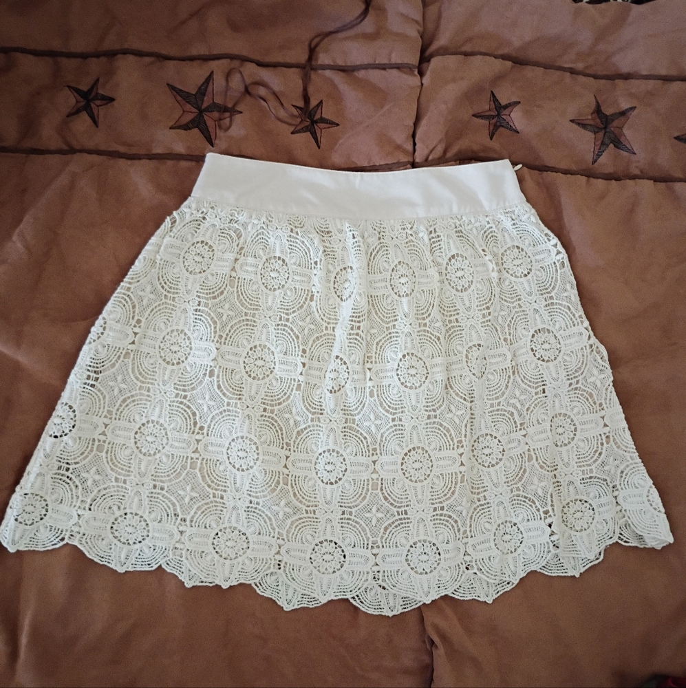 B.P. Collection White Crochet Lace Skirt